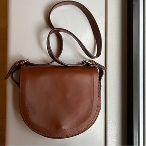 Zara Leather Saddle Bag in Cognac